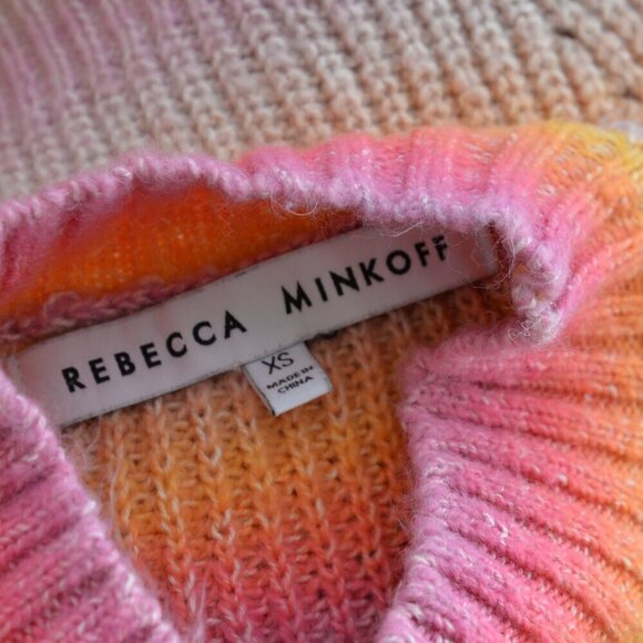 Rebecca Minkoff Cotton Blend Knit Rainbow Stripe Sweater Sz XS - Picture 4 of 7